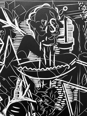 Thomas van der Linden - linosnede - 'Catacombe des inconnues' - 1985 kopen? Bied vanaf 75!