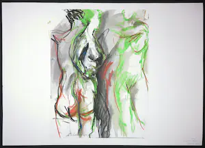 Jan van Lokhorst - Gemengde techniek op papier, Naakt kopen? Bied vanaf 100!