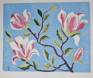 Jeanne Bieruma Oosting - Magnolia - handgesigneerde kleuren houtsnede kaufen? Bieten Sie von 295!