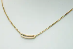 54 - Sierlijk en fijn 14 krt geel gouden gourmette collier - met 0.04ct diamant kopen? Bied vanaf 155!