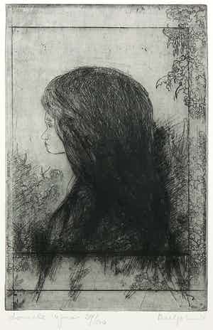 Dirkje Kuik - Ets, Donnele 14 jaar verkocht voor € 50!