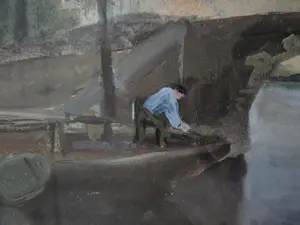 Adriaan Terhell - Man in boot in de gracht. kopen? Bied vanaf 69!