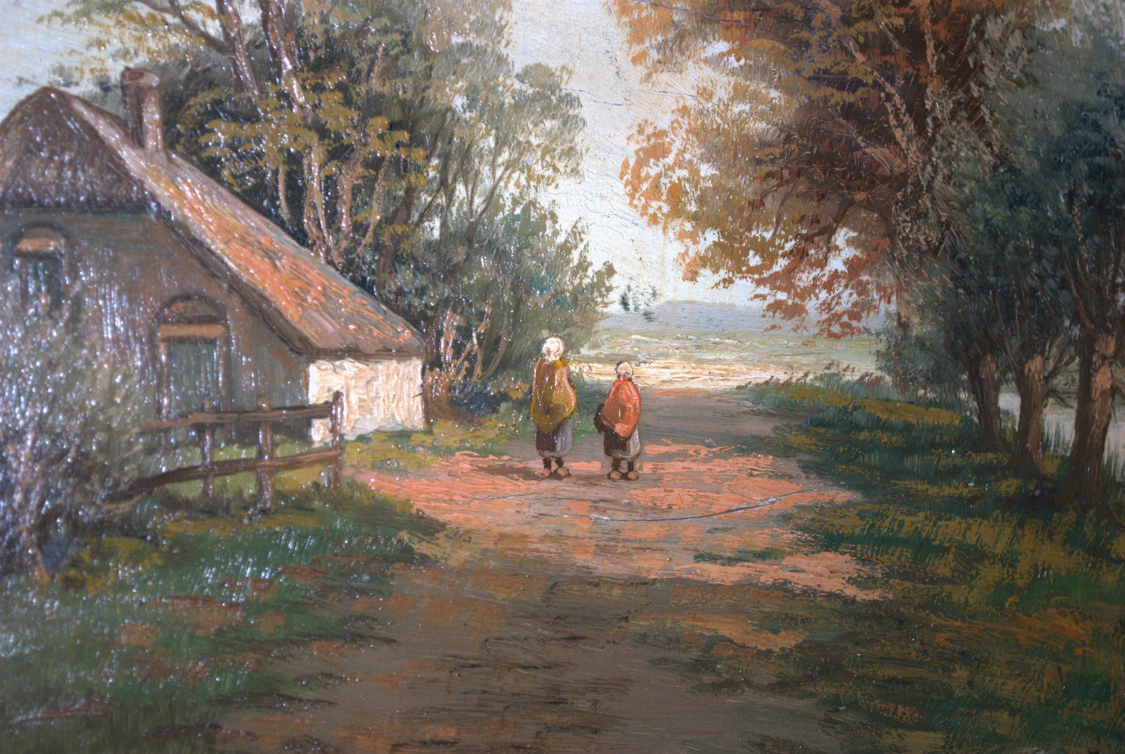 Niet of onleesbaar gesigneerd - landelijke scene - olieverfschilderij kopen? Bied vanaf 1!