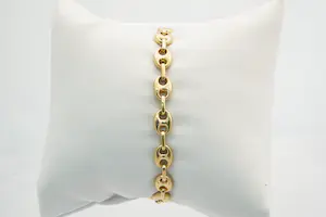 38 - Mooie, z.g.a.n. 18 krt geel gouden armband - koffieboon kopen? Bied vanaf 750!