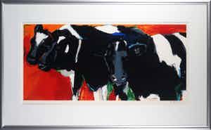 Gerda Elfring - Zeefdruk, Koeien - Ingelijst (Groot) verkocht voor € 35!