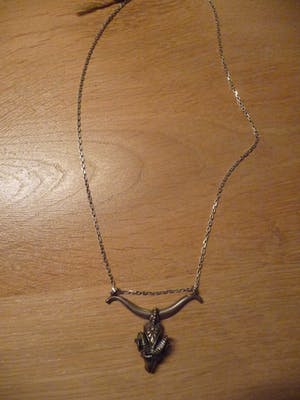 zilveren (gemerkt 835) ketting / collier, hanger in vorm steenbok kopen? Bied vanaf 35!