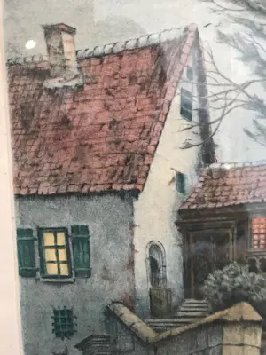 Friedrich Hartmann - Mesnerhäuschen Rothenburg o/d Tauber – handgekleurde ets kopen? Bied vanaf 80!