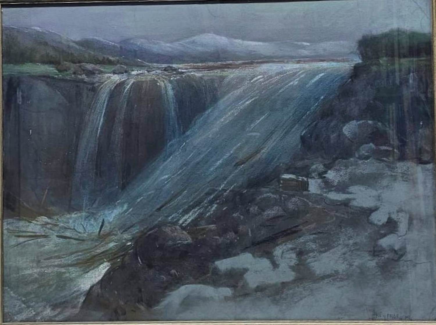 Herman Heijenbrock - waterval met boomstammen kopen? Bied vanaf 30!