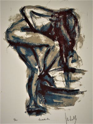 Niet of onleesbaar gesigneerd - Gesigneerde grote Litho "de Baadster" glmtd. oplage 100 stuks kopen? Bied vanaf 10!