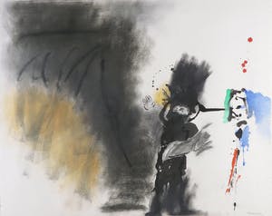 Jef Diederen - Gemengde techniek op papier, Abstracte compositie kopen? Bied vanaf 120!