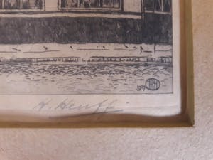 Herman Heuff - Straatje met Trapgevel in Haarlem. kopen? Bied vanaf 25!