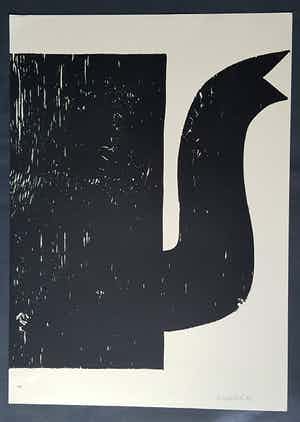 Klaas Gubbels - houtdruk, een mooi en krachtig werk verkocht voor € 400!