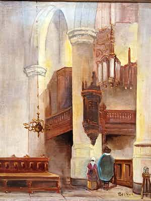 Pieter 't Hart - Kerkinterieur. verkocht voor € 75!