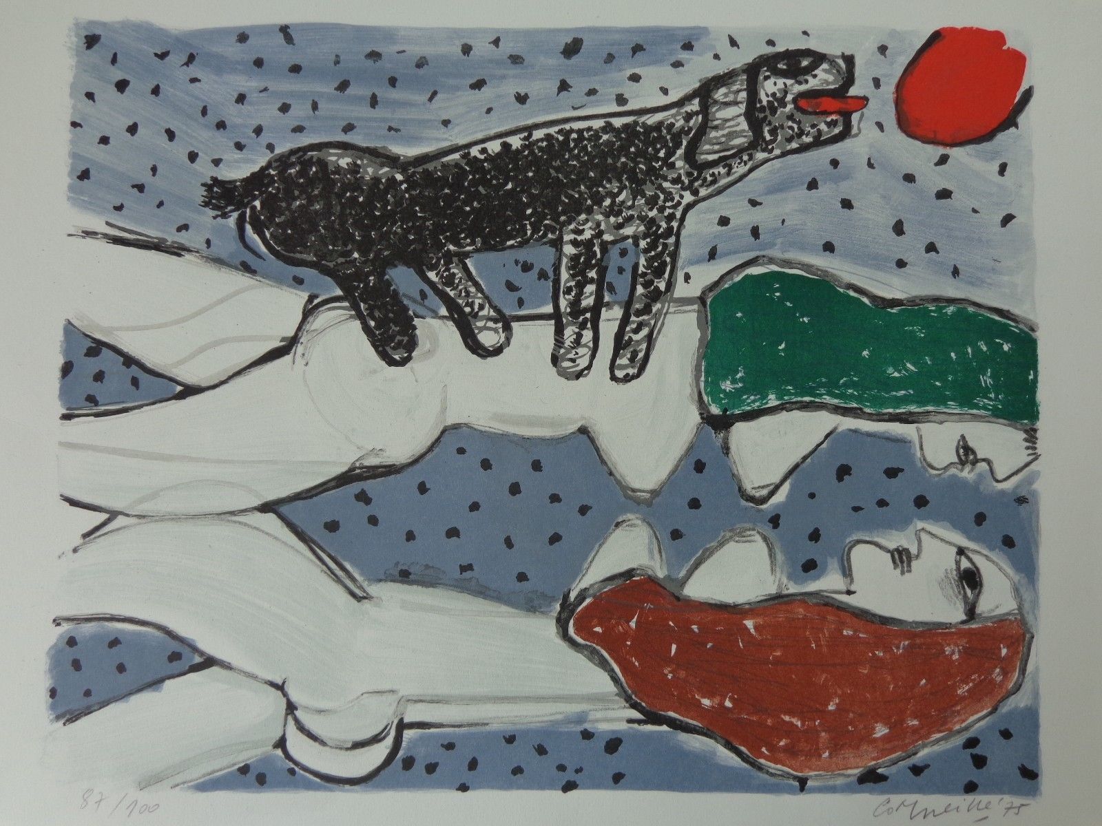 Corneille - TWEE NAAKTE VROUWEN / KLEURLITHO / 52x72cm / SIG / 1975 verkocht voor € 145!