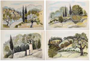 Chris de Moor - Vier handgesigneerde lithografieën: Landschappen I, II, III, IV verkocht voor € 45!