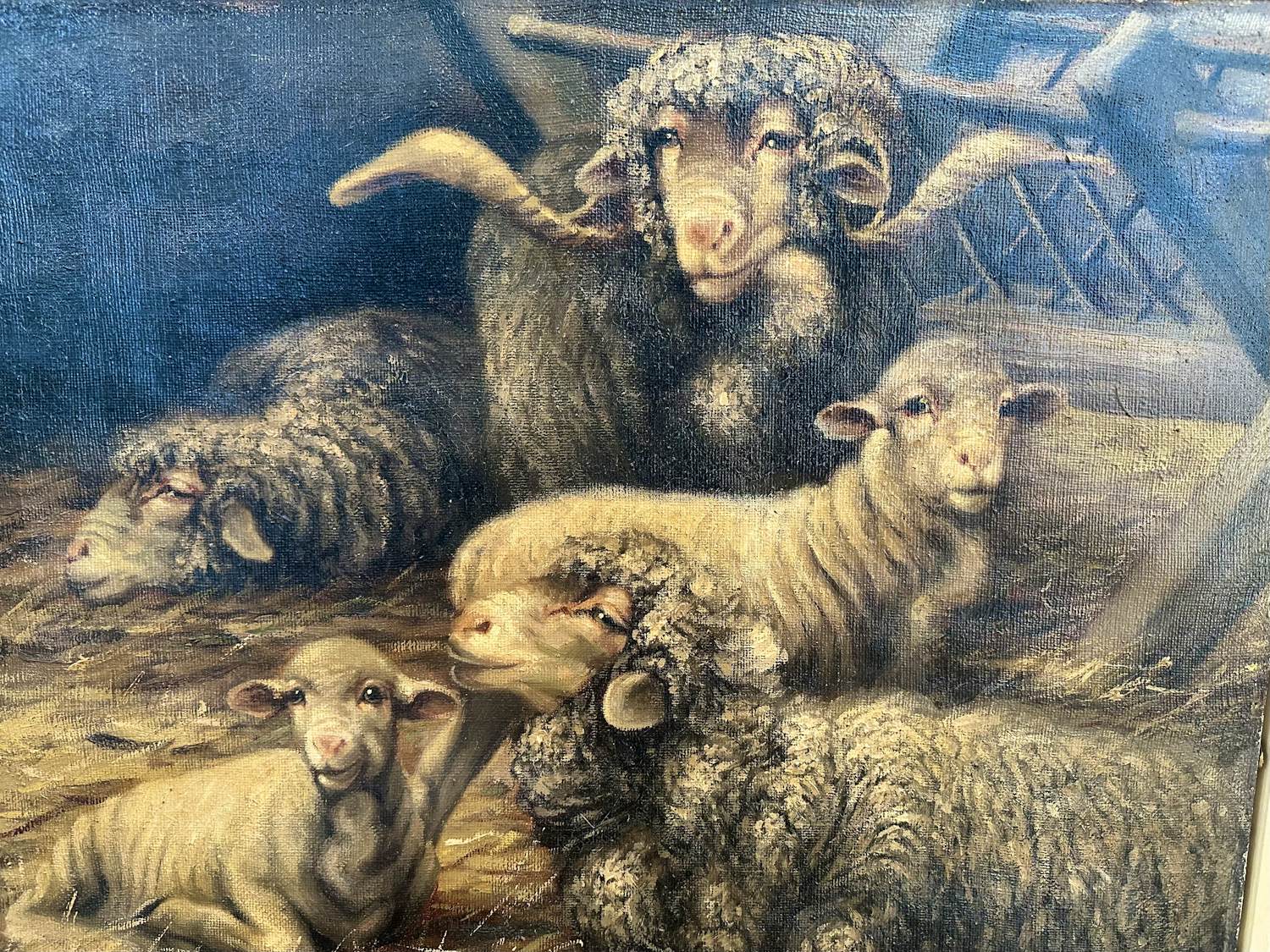 Béla Harmann - Olieverf op doek, Guitige Schapen– ingelijst – ca 1875-1899 - Uniek kaufen? Bieten Sie von 150!
