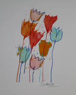 Wilhelm Schlote - Kleurengiclee TULPEN in PASTEL Handgesigneerd kopen? Bied vanaf 40!