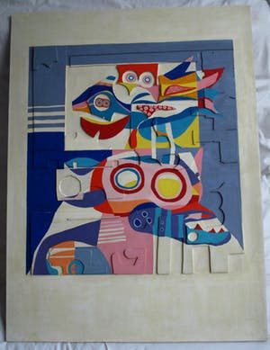 Peter Nieuwendijk - Houtreliëf, “Op 2 passen van mijn raam” – gesigneerd – 1967 kopen? Bied vanaf 150!