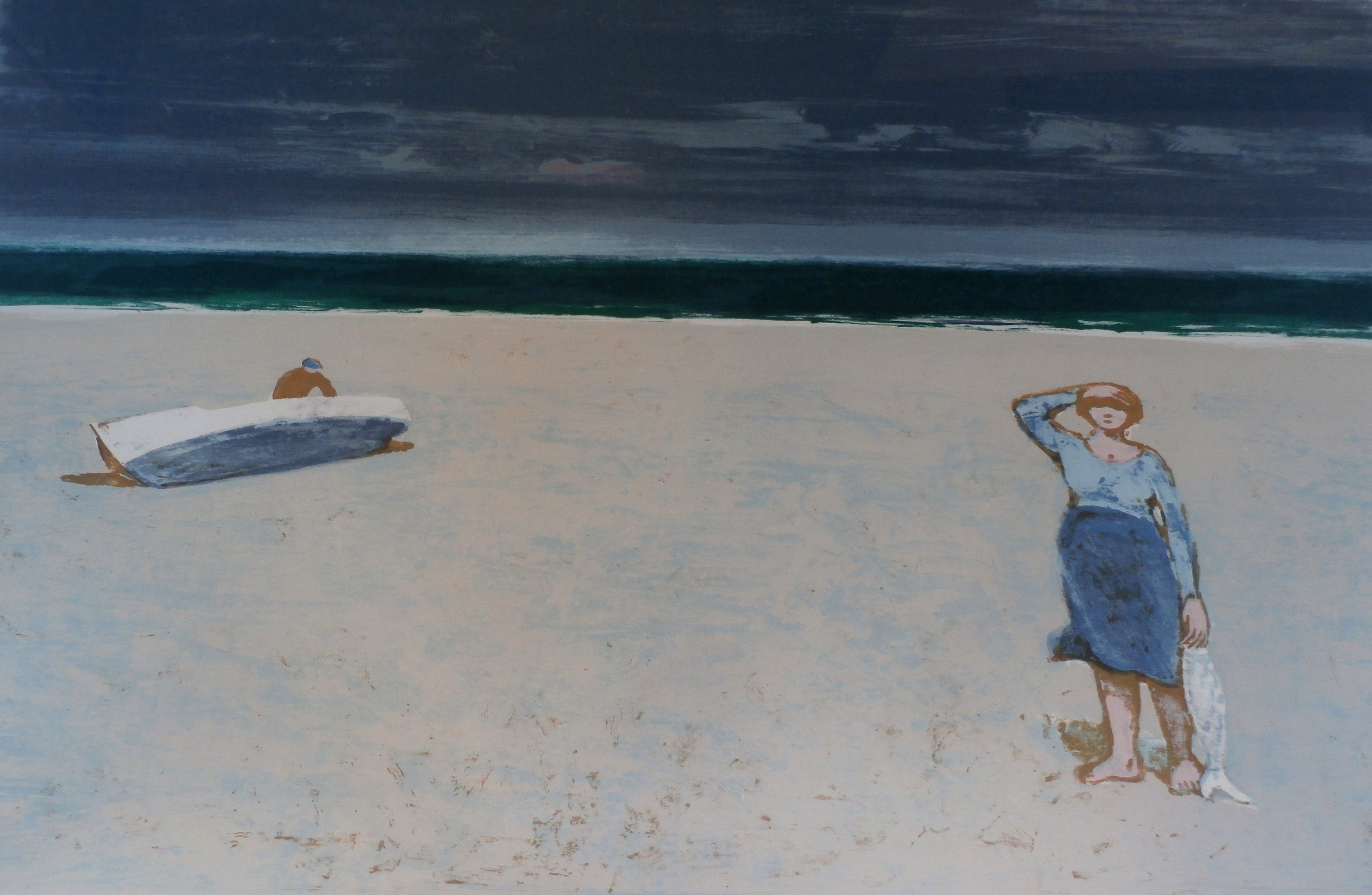 Hans Potthof - ingelijste litho: strandgezicht verkocht voor € 150!