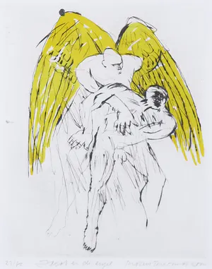Robert Terwindt - Handgekleurde ets, Jacob en de engel - Ingelijst kopen? Bied vanaf 40!