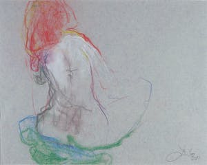 Franscz Witte - Krijttekening, Vrouw kopen? Bied vanaf 1!