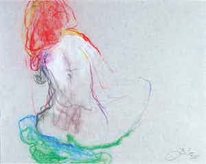 Franscz Witte - Krijttekening, Vrouw verkocht voor € 1!