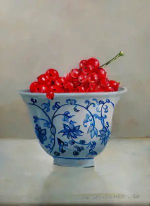 Marian van der Sanden - 2x Stilleven kopjes en kommetje besjes kopen? Bied vanaf 425!