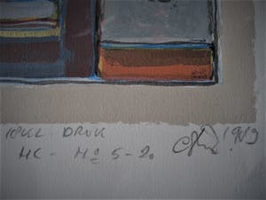 Niet of onleesbaar gesigneerd - Grote en Intrigerende 18 kleuren-Litho "Compositie" gesigneerd Oplage 20 stuks kopen? Bied vanaf 10!