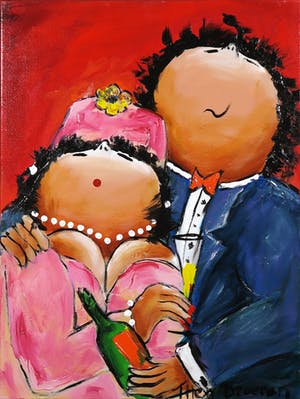 Theo Broeren - Acryl op doek, Jacky & John kopen? Bied vanaf 1!