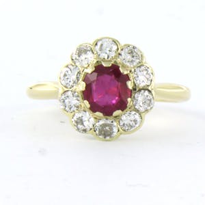 14k gouden ring bezet met robijn en oud Amsterdams geslepen diamant tot. 1.00ct kopen? Bied vanaf 600!