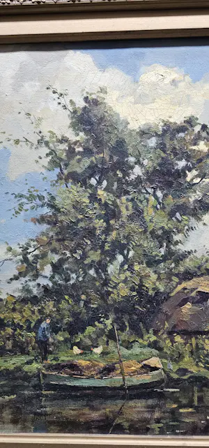 Johannes Antonius Pietersen - Hooiklamp en boer met kippen aan het Water. kopen? Bied vanaf 50!