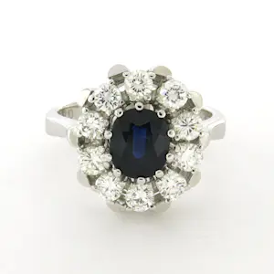 18k witgouden ring bezet met saffier en briljant geslepen diamanten tot. 0.65ct kaufen? Bieten Sie von 800!