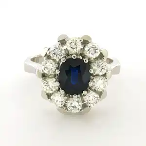 18k witgouden ring bezet met saffier en briljant geslepen diamanten tot. 0.65ct kaufen? Bieten Sie von 800!