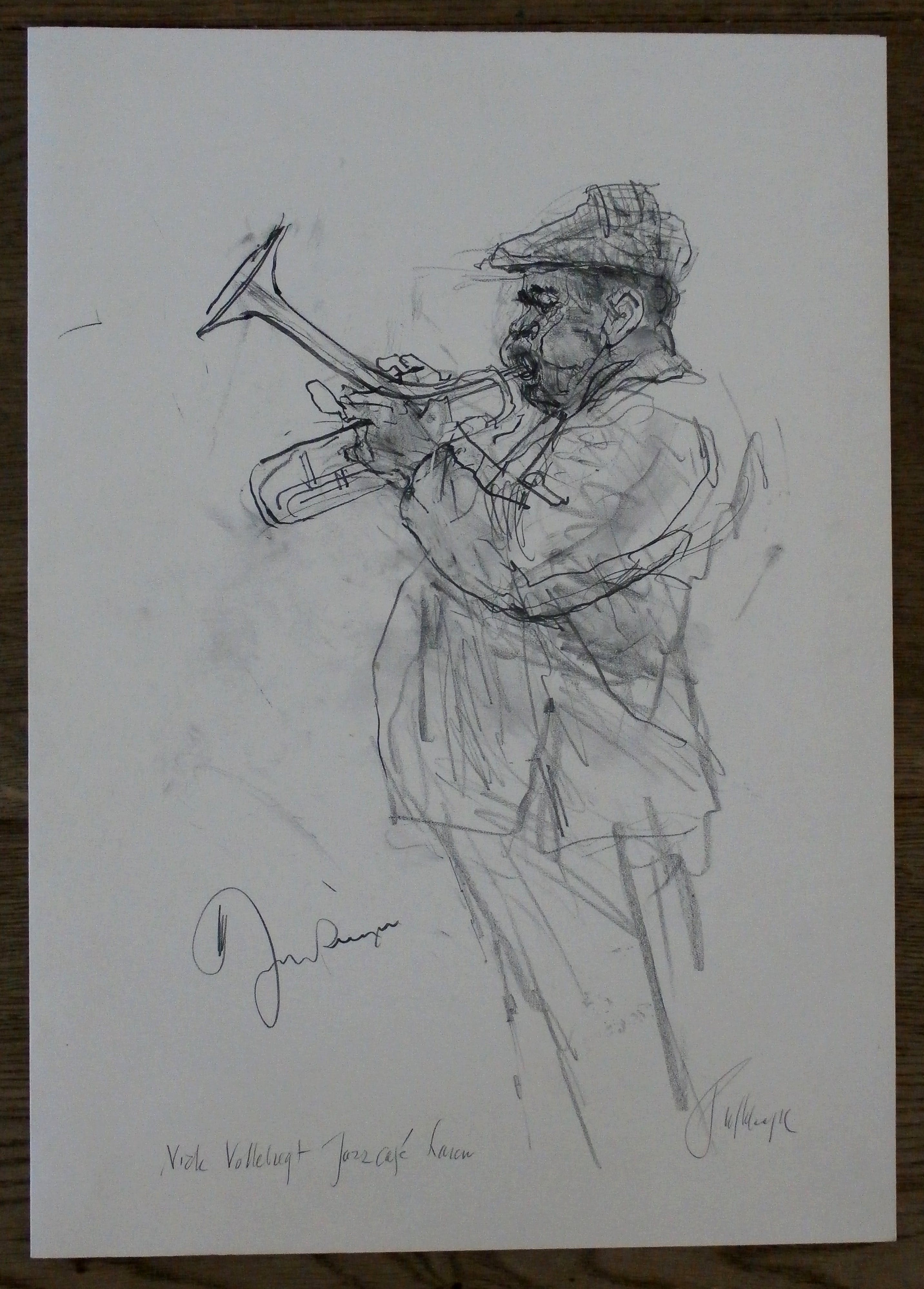 Piet Klaasse - tekening en litho : Nick Vollebregt Jazzcafé Laren - 1982 kopen? Bied vanaf 75!