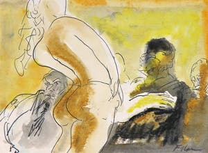 Luis Filcer - Aquarel en pentekening op papier, Vrouw II kopen? Bied vanaf 50!