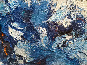 Ingeborg ten Hoopen - Schilderij met structuur. Blauw met wit kopen? Bied vanaf 500!