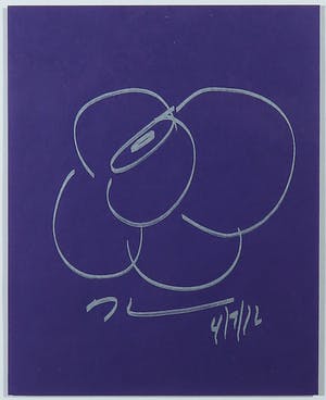 Jeff Koons - Tekening in zilveren stift op paars papier - Ingelijst (+ Boek) kopen? Bied vanaf 1!