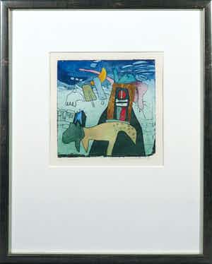 Michel van Overbeeke - Kleurenets met bladgoud, Inside - Ingelijst verkocht voor € 20!