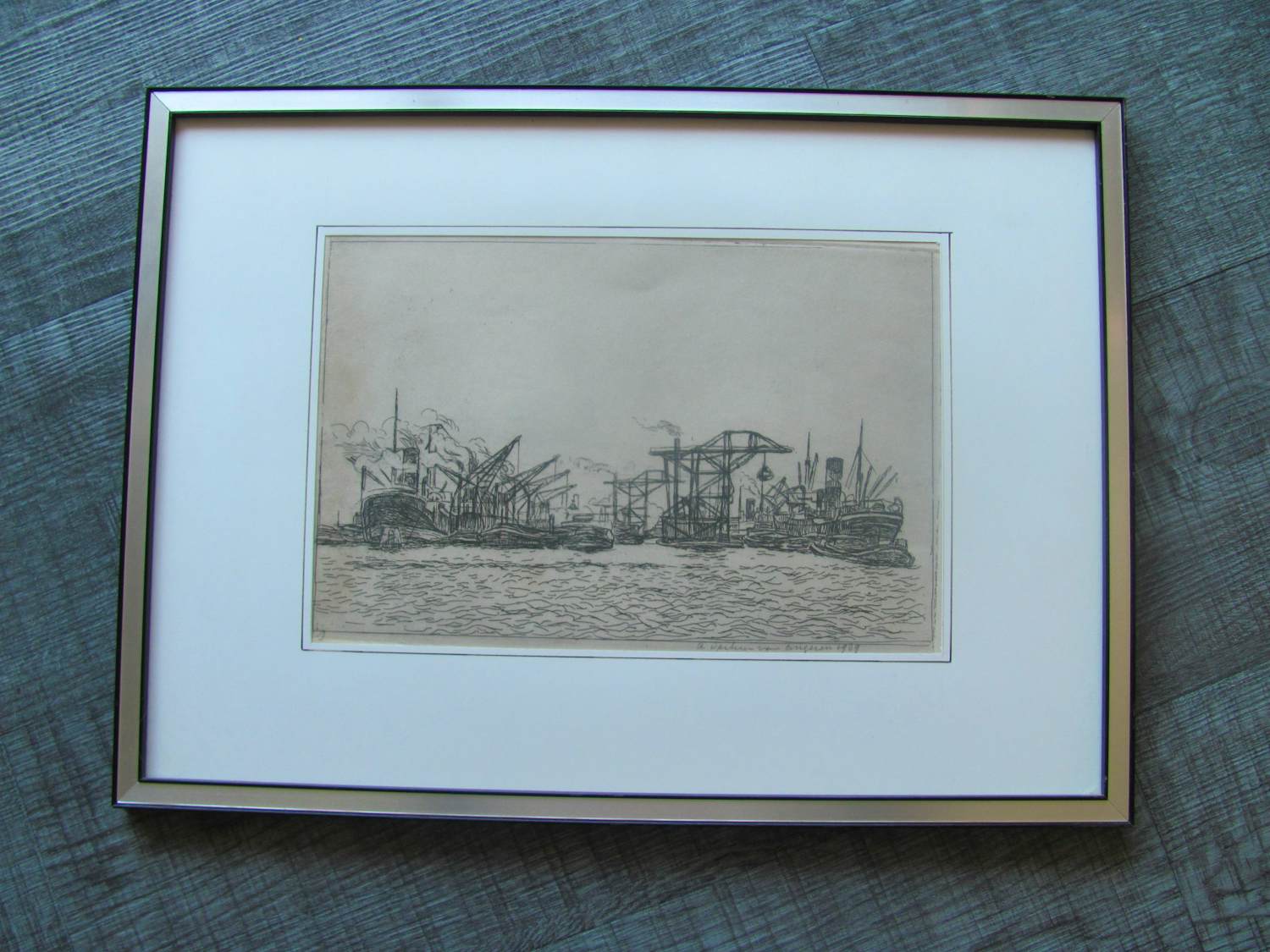 Antoon Derkzen van Angeren - havengezicht (Rotterdam?) kopen? Bied vanaf 45!