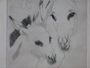 Engelien Reitsma-Valenca - Twee ezels - Kopergravure kopen? Bied vanaf 45!