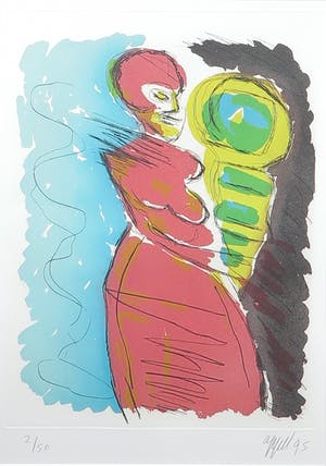 Karel Appel - Ets, Zonder titel - Ingelijst kopen? Bied vanaf 500!