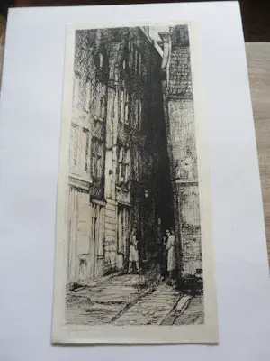 Albert Neuhuys - Langwerpige Ets uit 1935 "Prostituees aan de Schiedamschedijk Rotterdam" gesign. kopen? Bied vanaf 25!