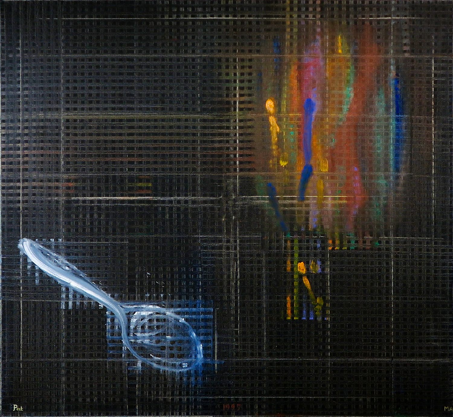 Hannes Postma - Olieverf op doek, Lepel op zwart (Zeer groot) verkocht voor € 1!