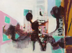 Klaas Boonstra - Olieverf op board, Abstracte compositie - Ingelijst kopen? Bied vanaf 200!