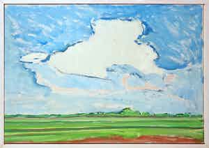 Paul Overhaus - Olieverf op doek, Wolkenlucht - Ingelijst verkocht voor € 100!