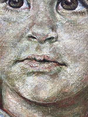 Niet of onleesbaar gesigneerd - Schilderij van meisje gesigneerd NB, olieverf op linnen kopen? Bied vanaf 1!