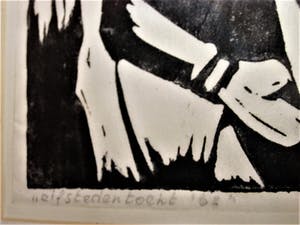 Hendrik van der Horst - UNIEK GRAFIEK! Grote Sport-Linosnede "de barre Elfstedentocht 1963" kopen? Bied vanaf 10!