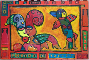 Simon & Bruno - Acryl op paneel, Zonder titel (met ophangsysteem) kopen? Bied vanaf 150!