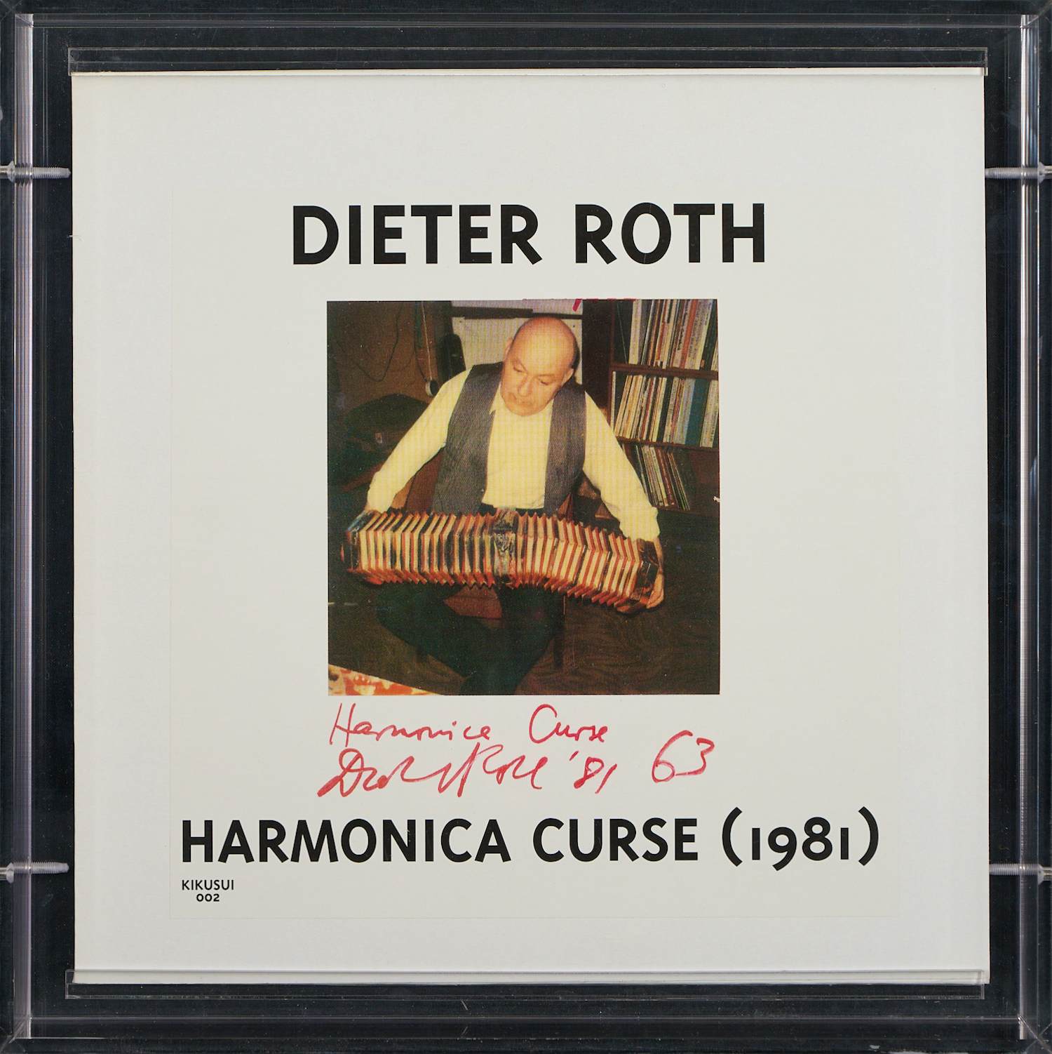 AcheterDieter Roth - Gesigneerd & Genummerd : Record “Harmonica Curse (1981)” in plexi showcase? Enchérissez de 790!