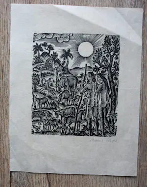 Niet of onleesbaar gesigneerd - 8 werken: ets, aquarel, houtsnede, linosnede kopen? Bied vanaf 1!